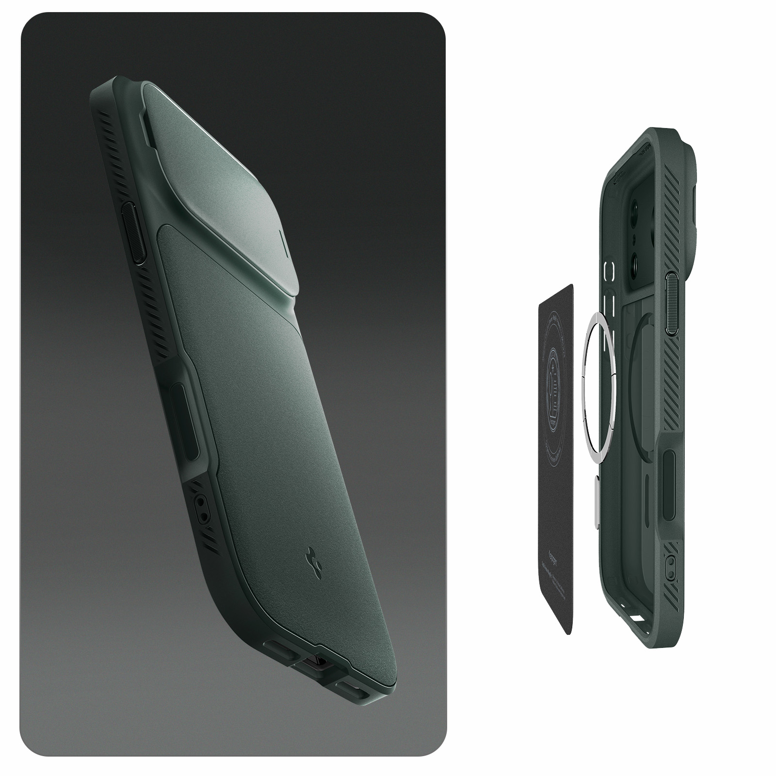 Etui Spigen Optik Armor Mag MagSafe do Apple iPhone 17 Pro, zielone