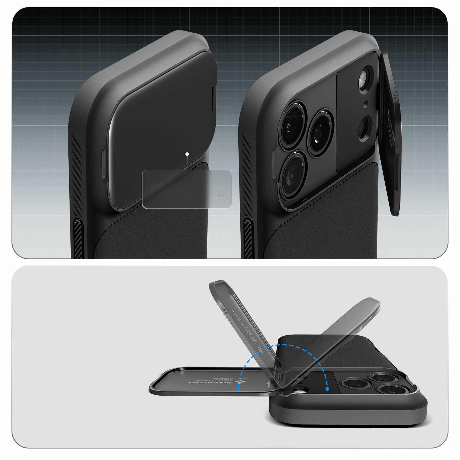 Etui Spigen Optik Armor Mag MagSafe do Apple iPhone 17 Pro, czarne