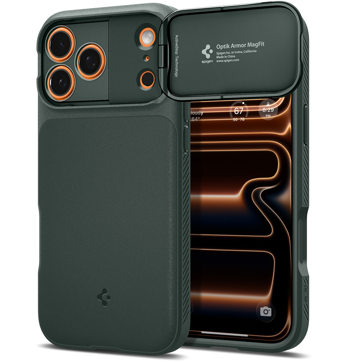 Etui Spigen Optik Armor Mag MagSafe do Apple iPhone 17 Pro Max, zielone