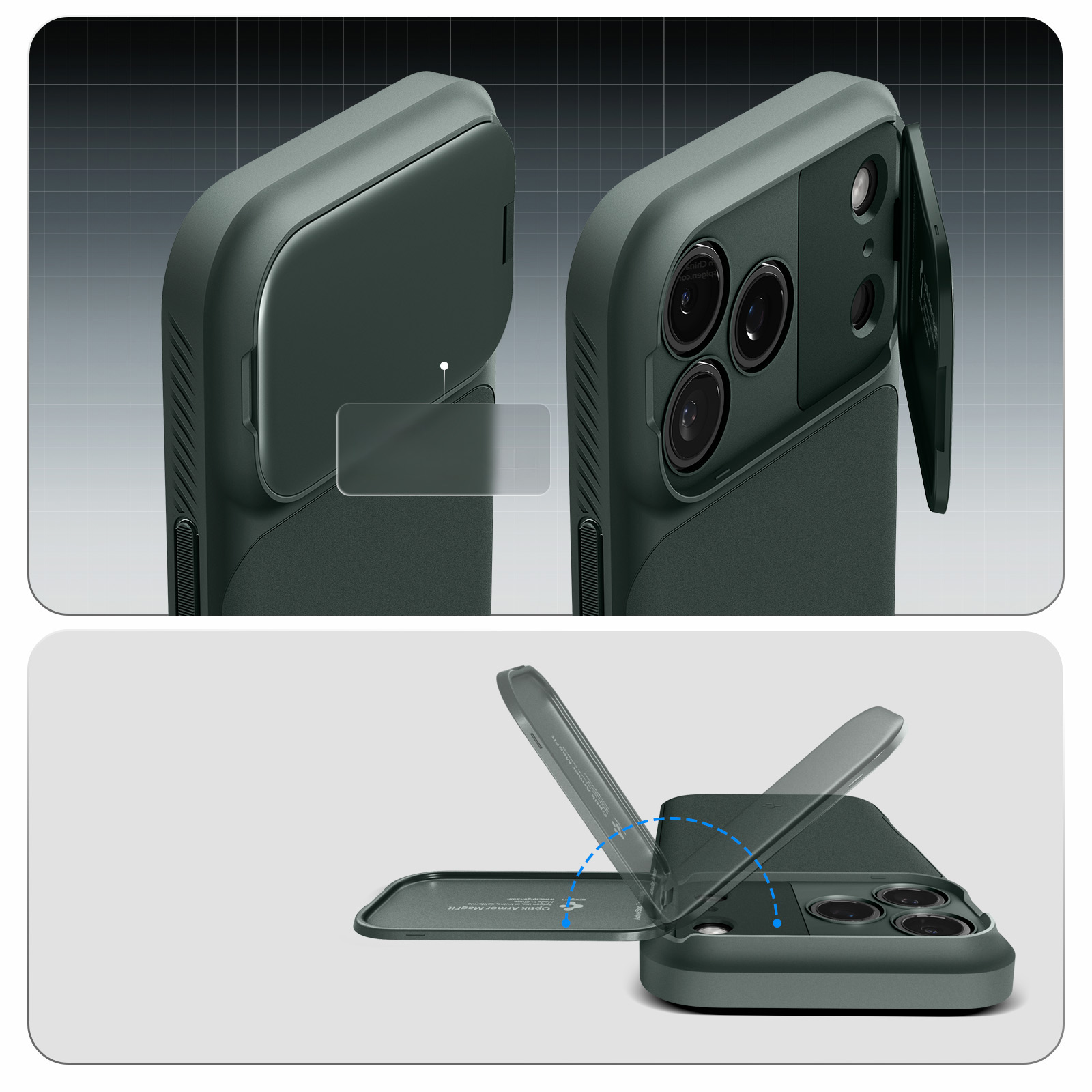 Etui Spigen Optik Armor Mag MagSafe do Apple iPhone 17 Pro Max, zielone