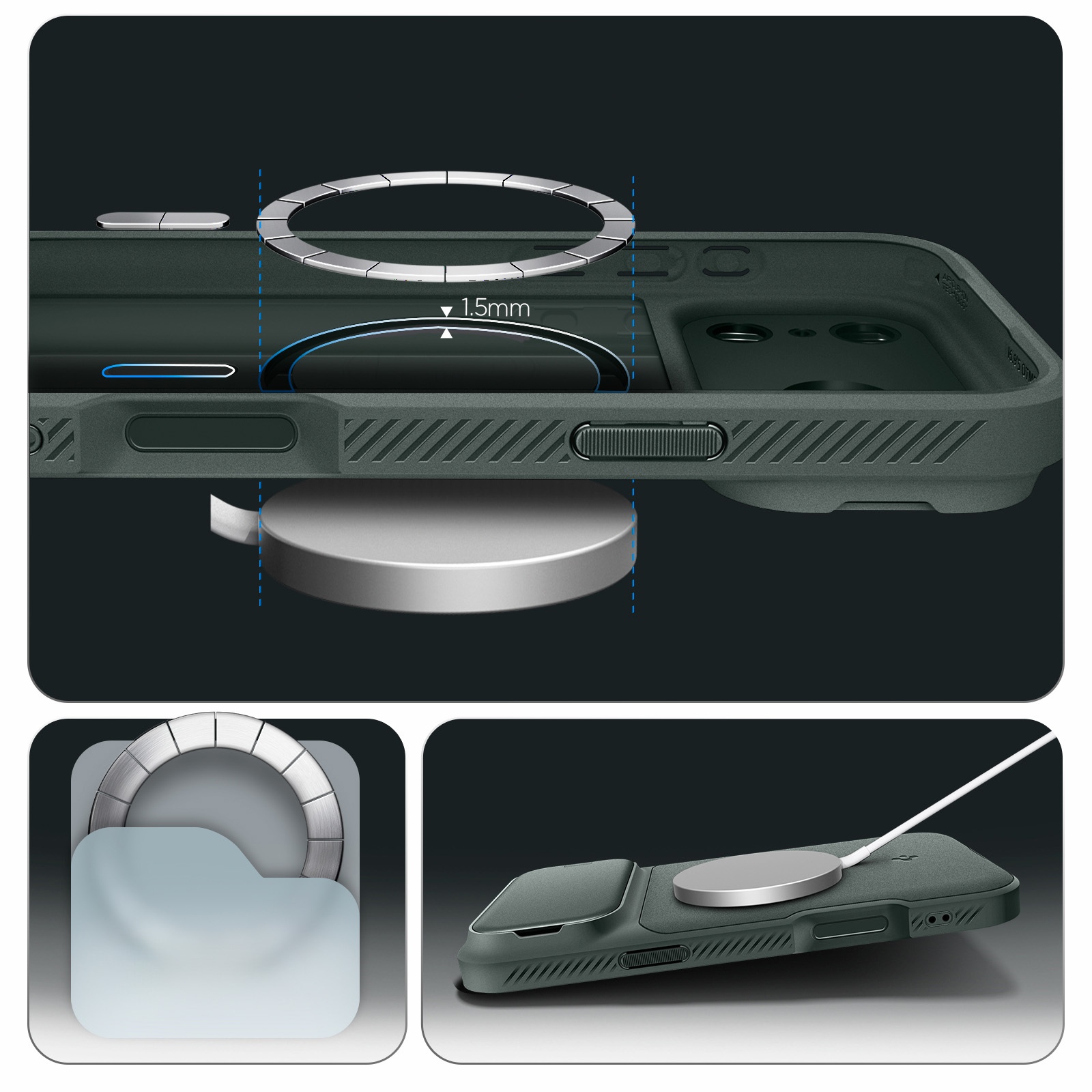 Etui Spigen Optik Armor Mag MagSafe do Apple iPhone 17 Pro Max, zielone