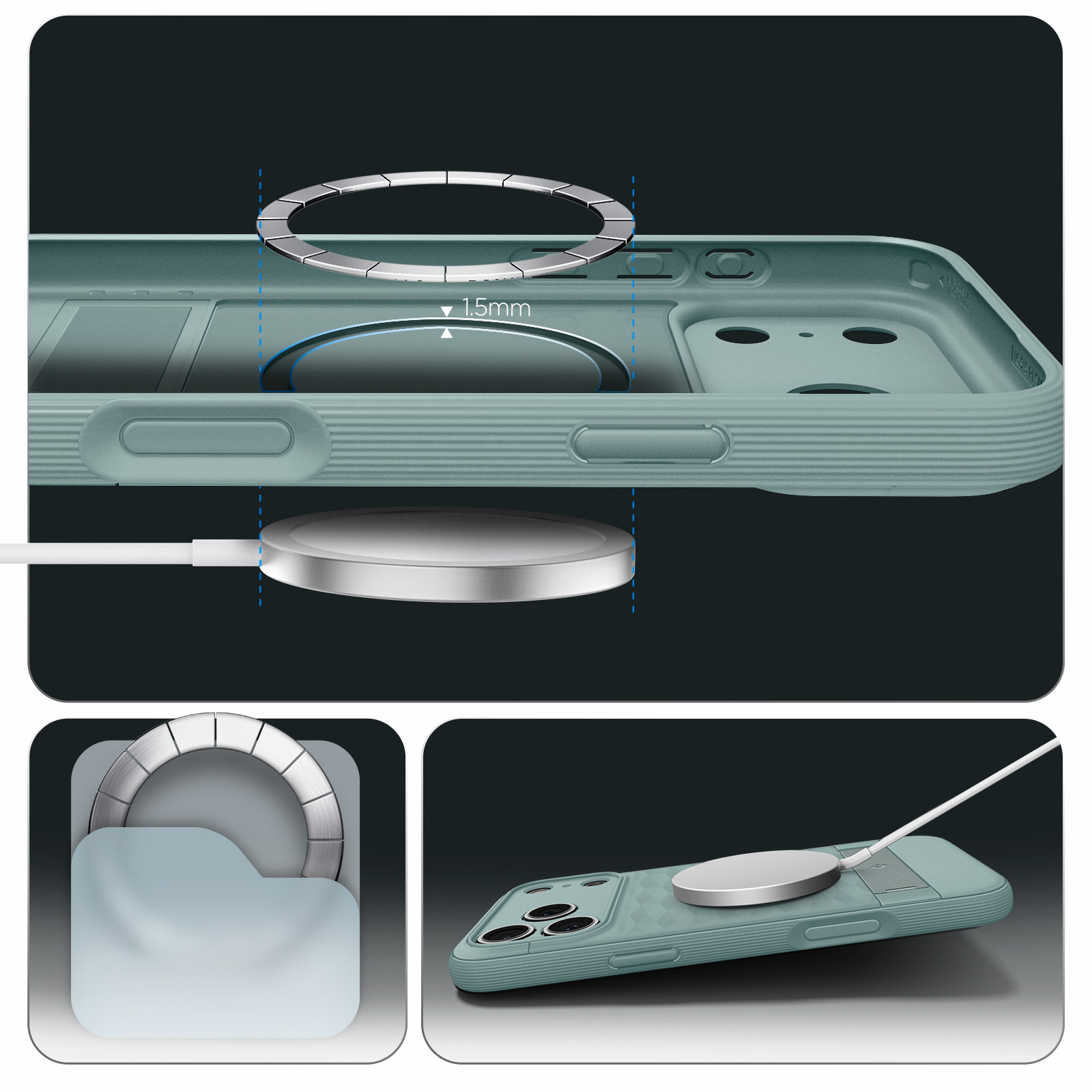 Etui Spigen Parallax S Mag MagSafe do Apple iPhone 17 Pro Max, zielone