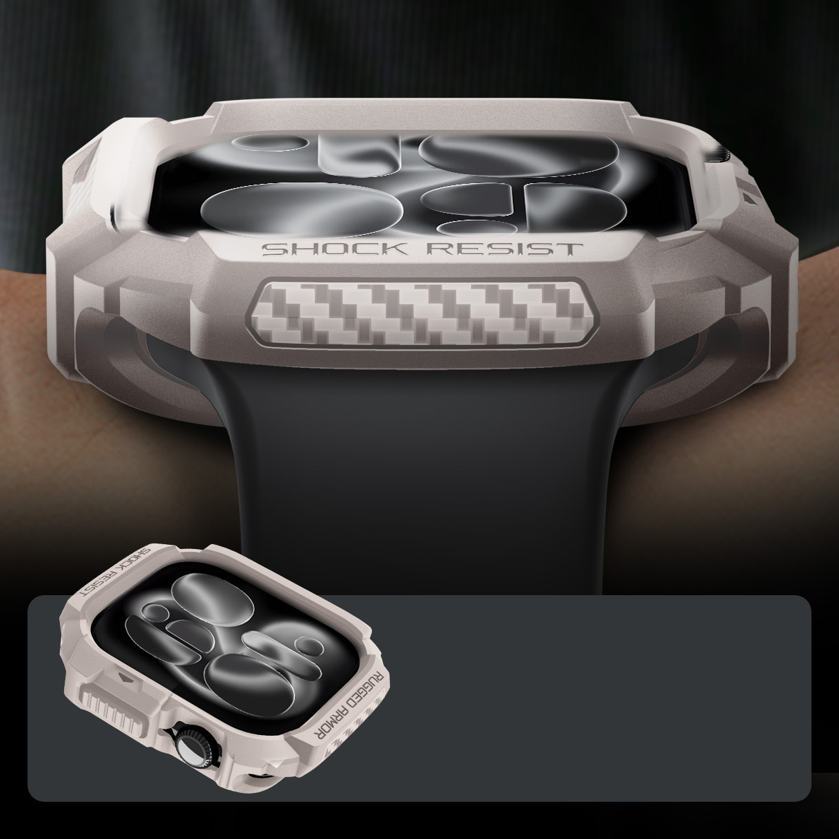 Etui Spigen Rugged Armor 2 do Apple Watch 11 / 10 42 mm, beżowe