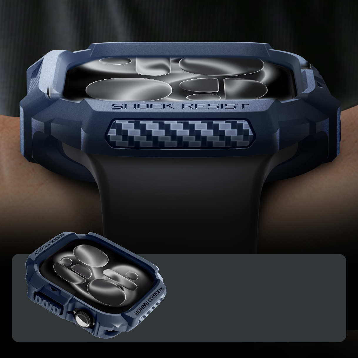 Etui Spigen Rugged Armor 2 do Apple Watch 11 / 10 42 mm, granatowe