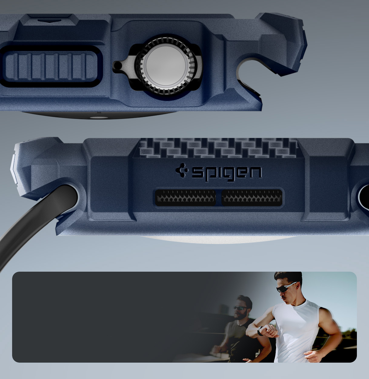 Etui Spigen Rugged Armor 2 do Apple Watch 11 / 10 42 mm, granatowe