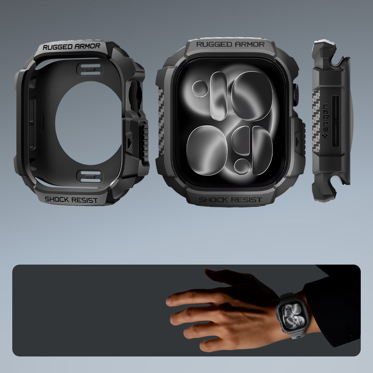 Etui Spigen Rugged Armor 2 do Apple Watch 11 / 10 46 mm, czarne