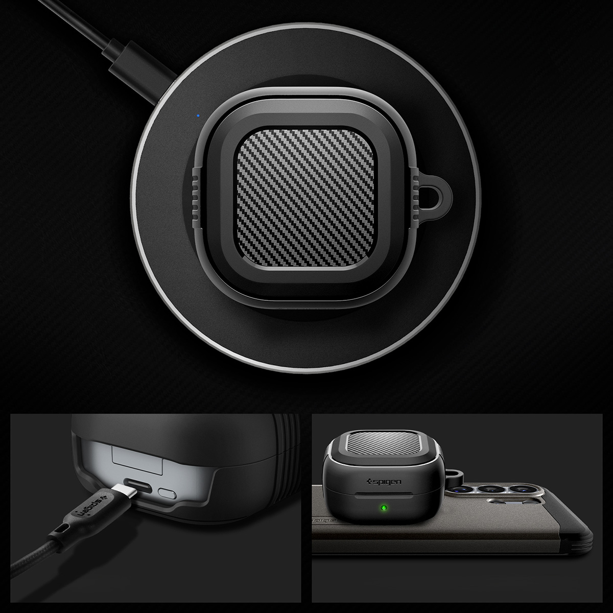 Etui Spigen Rugged Armor do Galaxy Buds 4 / 4 Pro, czarne 