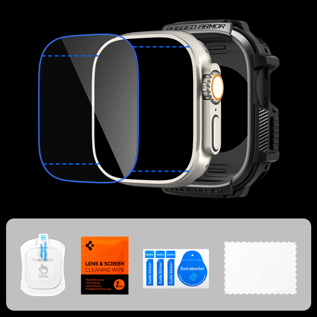 Etui Spigen Rugged Armor (SP) do Apple Watch Ultra 3/2/1 49 mm, czarne