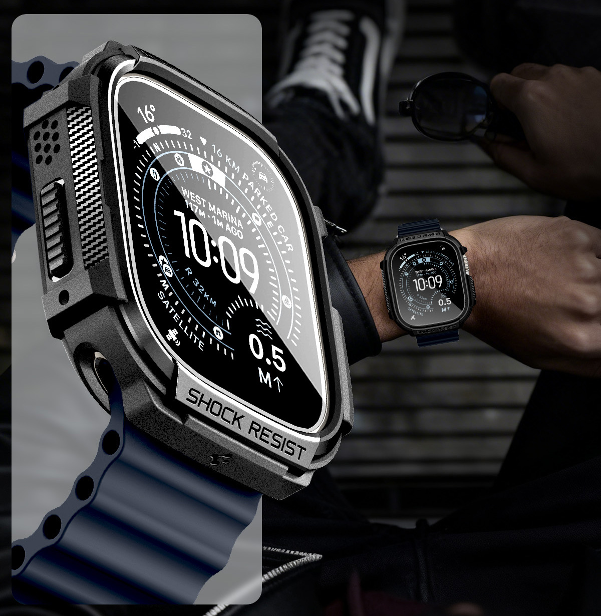 Etui Spigen Rugged Armor (SP) do Apple Watch Ultra 3/2/1 49 mm, czarne