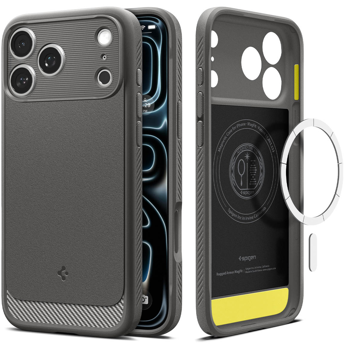 Etui Spigen Rugged Armor Mag z MagSafe do Apple iPhone 17 Pro Max, szare