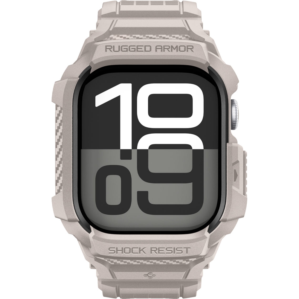 Etui z paskiem Spigen Rugged Armor Pro 2 do Apple Watch 11 / 10 (46 mm), beżowe