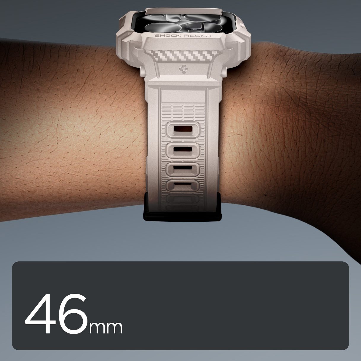 Etui z paskiem Spigen Rugged Armor Pro 2 do Apple Watch 11 / 10 (46 mm), beżowe