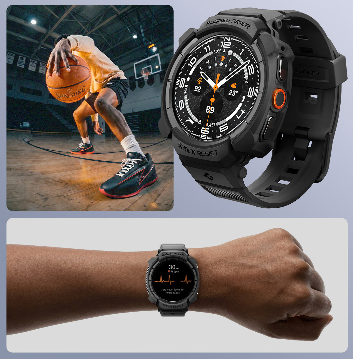 Etui z paskiem Spigen Rugged Armor Pro do Galaxy Watch Ultra 2 2026 47mm, czarne