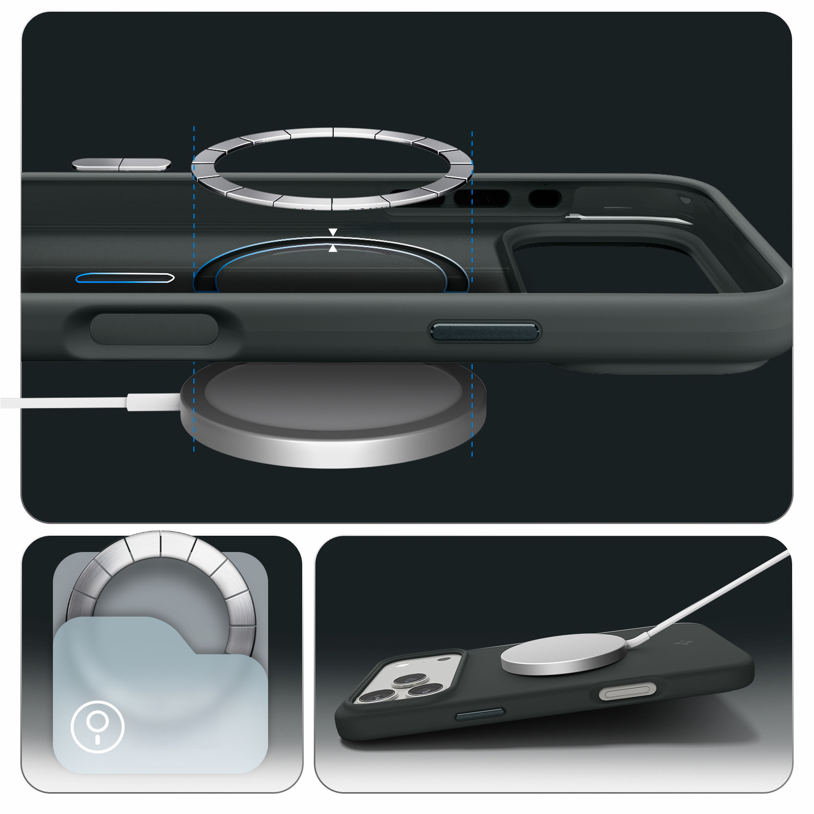Etui Spigen Silicone Fit Mag MagSafe MagFit do Apple iPhone 17 Pro Max, zielone