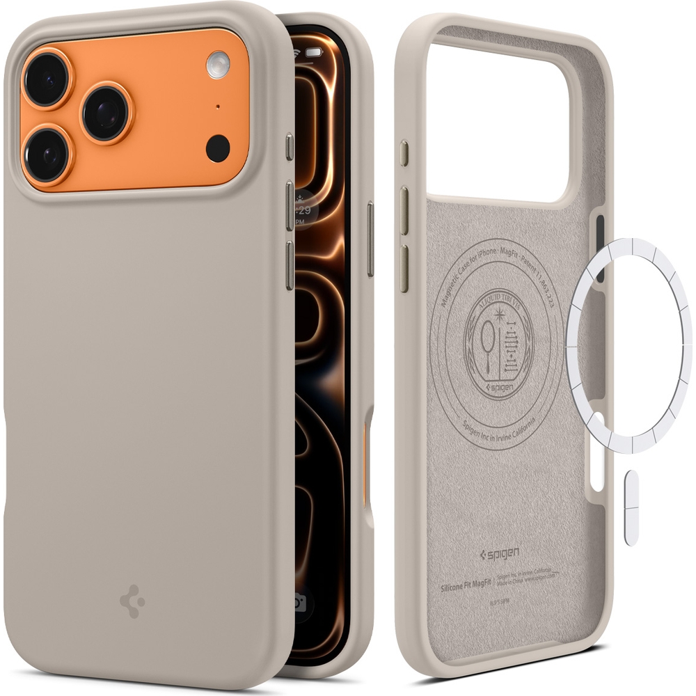 Etui Spigen Silicone Fit Mag MagSafe MagFit do Apple iPhone 17 Pro Max, beżowe