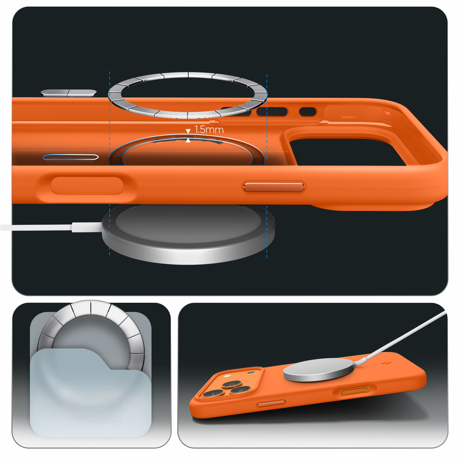 Etui Spigen Silicone Fit Mag MagSafe MagFit do Apple iPhone 17 Pro Max, pomarańczowe