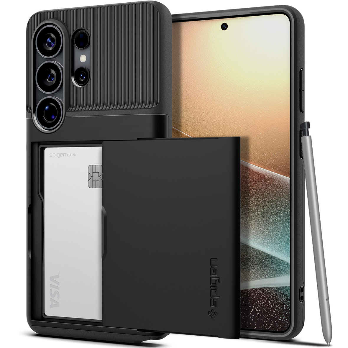 Etui ze schowkiem na karty Spigen Slim Armor CS do Samsung Galaxy S26 Ultra, czarne