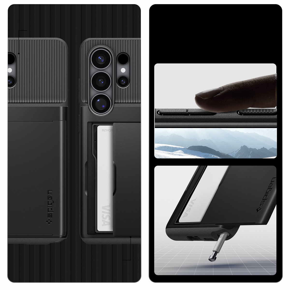 Etui ze schowkiem na karty Spigen Slim Armor CS do Samsung Galaxy S26 Ultra, czarne