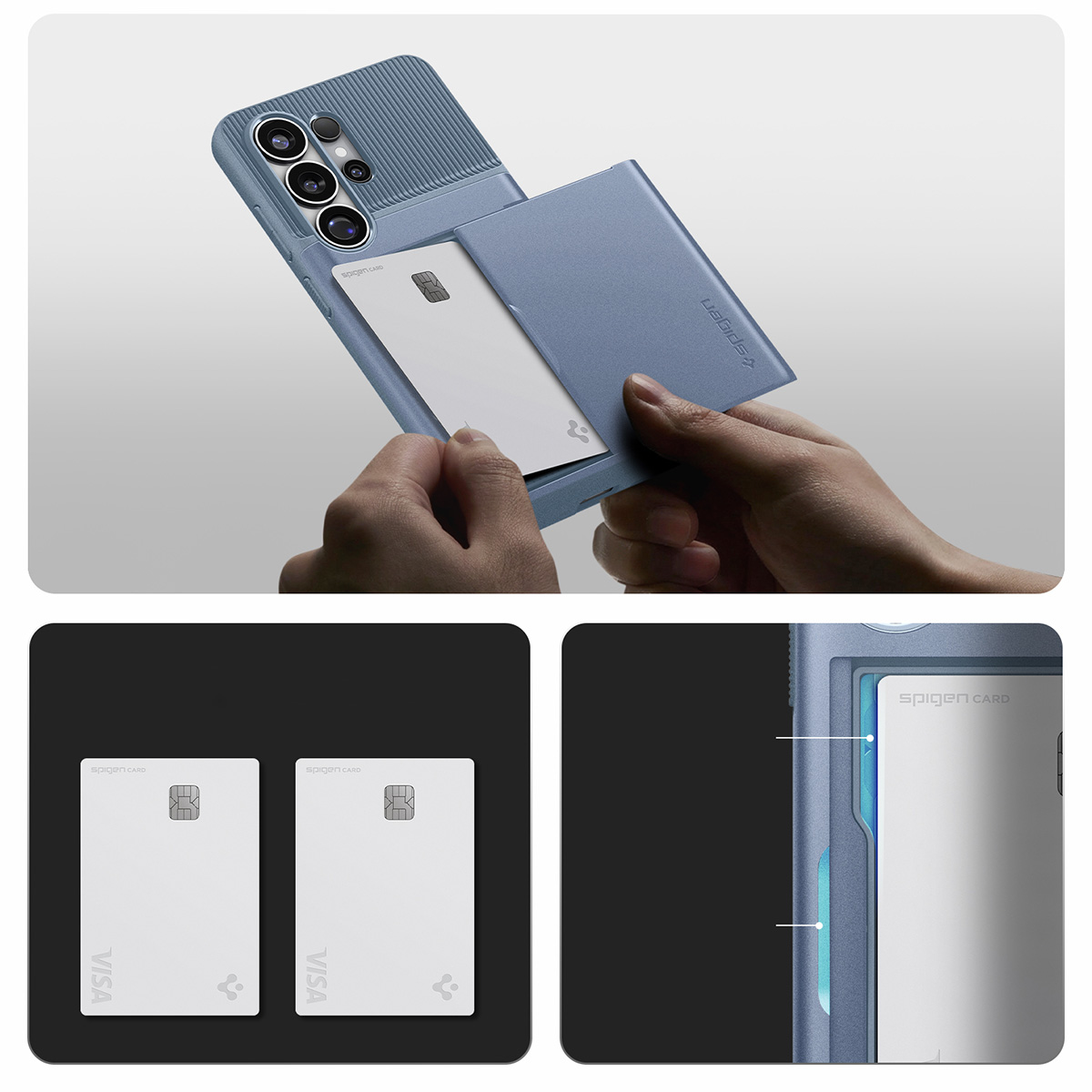 Etui ze schowkiem na karty Spigen Slim Armor CS do Samsung Galaxy S26 Ultra, niebieskie