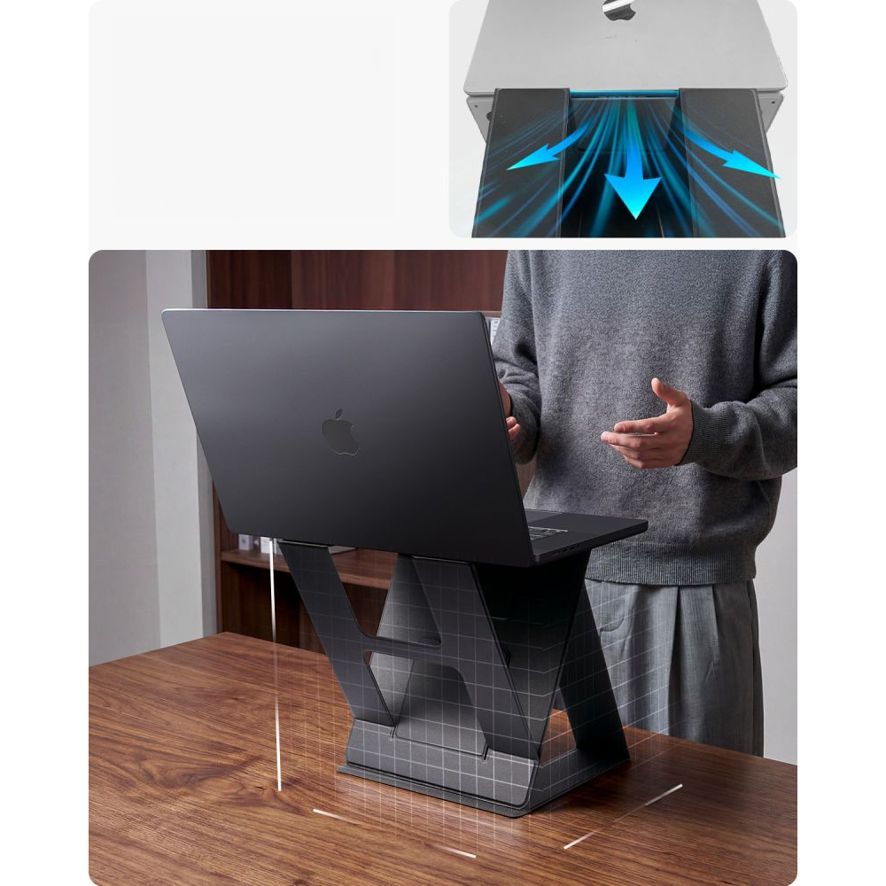 Mobilna podstawka Spigen LD201-S10 do laptopa, tabletu i klawiatury, czarna