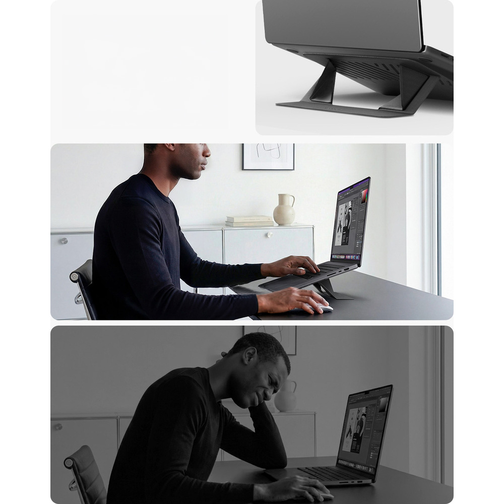 Ergonomiczna podstawka Spigen LD201-S6 do laptopów i tabletów do 14", szara