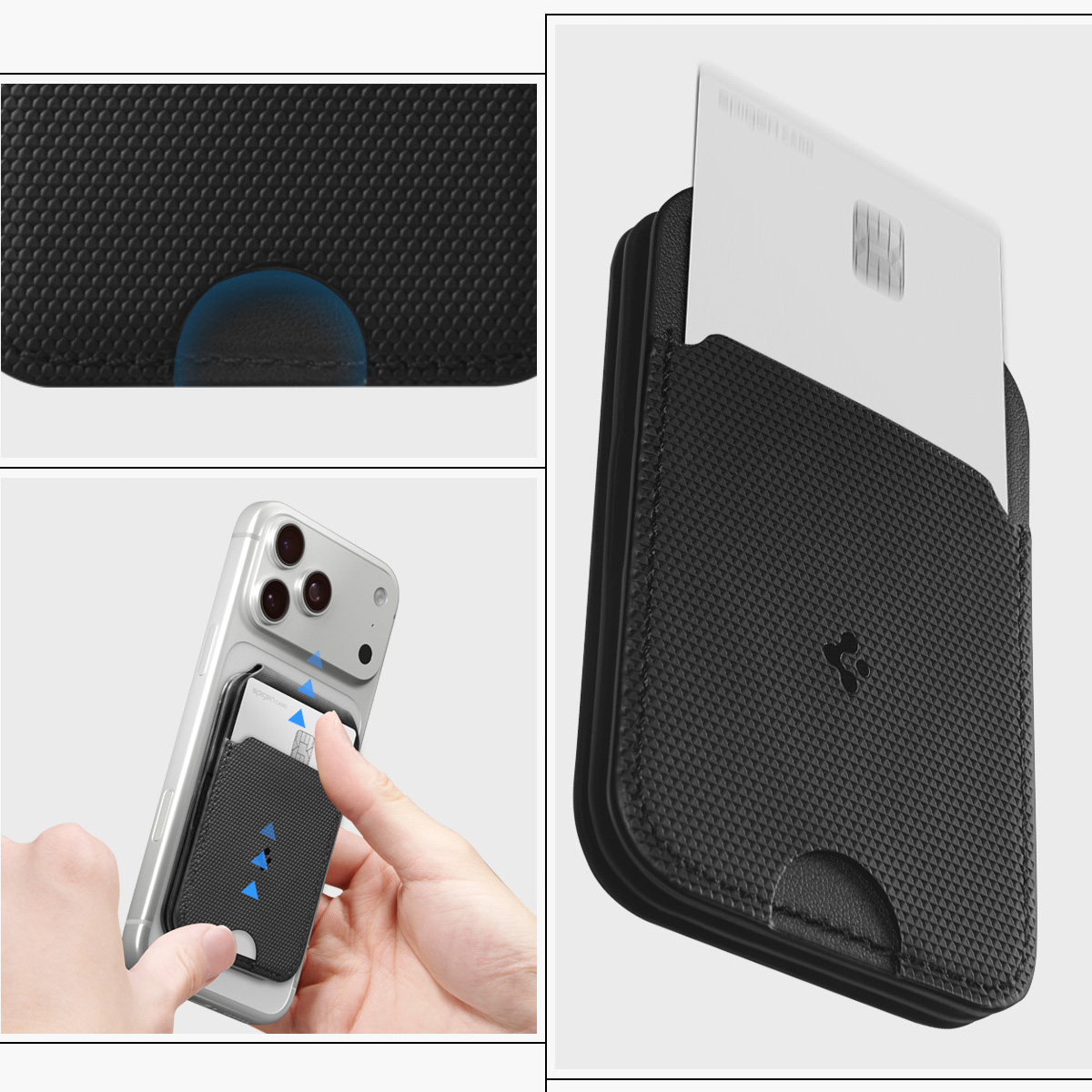 Portfel na karty z podstawką Spigen Slim Fold Mag S314-2 do MagSafe, czarny