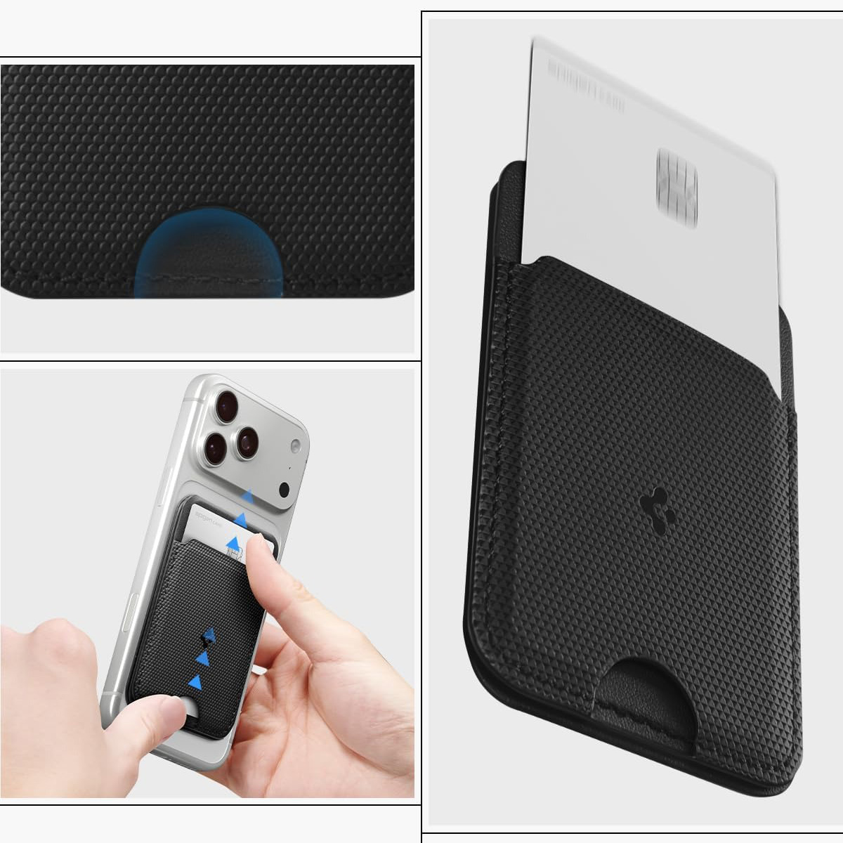 Portfel na karty z podstawką Spigen Slim Fold Mag S314-3 do MagSafe, czarny