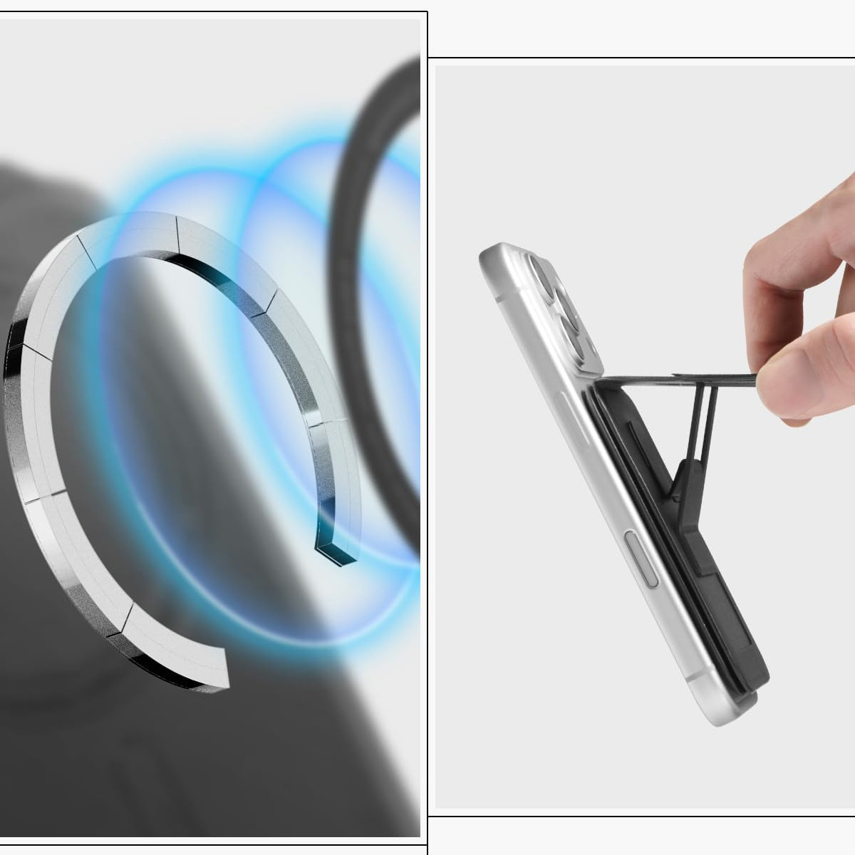 Portfel na karty z podstawką Spigen Slim Fold Mag S314-3 do MagSafe, czarny