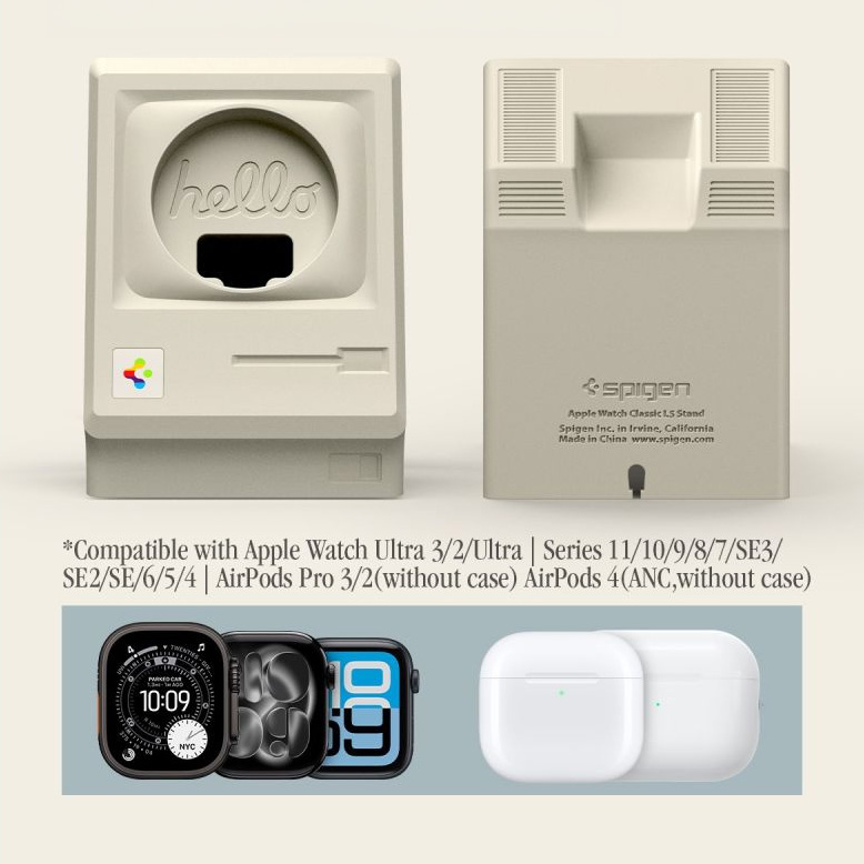 Spigen Classic LS Stand jako podstawka do kompatybilnych słuchawek AirPods, Stone