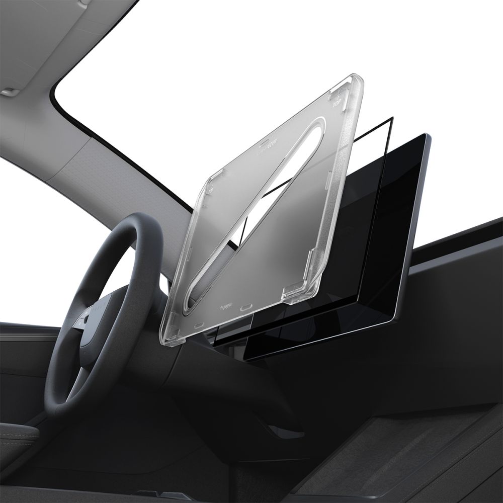 Szkło na wyświetlacz Spigen Glas.tR EZ Fit AC 1-Pack do Tesla Model Y 2024-2026, czarna ramka