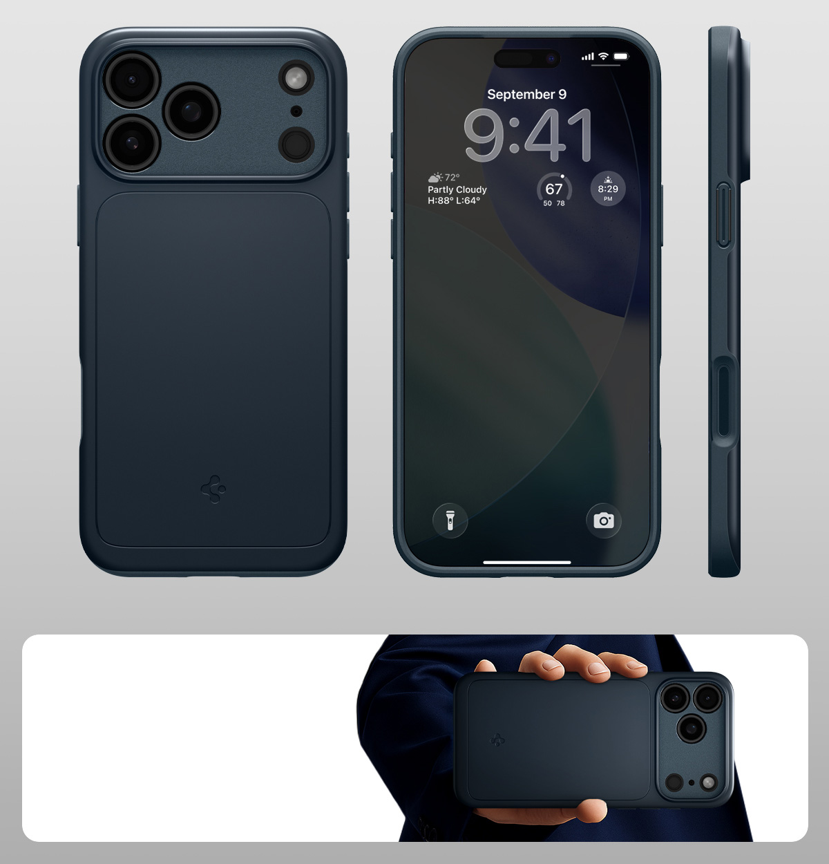 Etui Spigen Thin Fit Mag MagSafe do Apple iPhone 17 Pro Max, granatowe