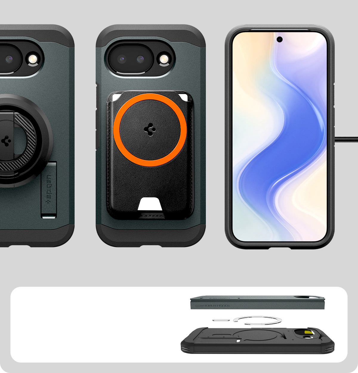 Etui Spigen Tough Armor Mag MagSafe do Google Pixel 10a, zielone