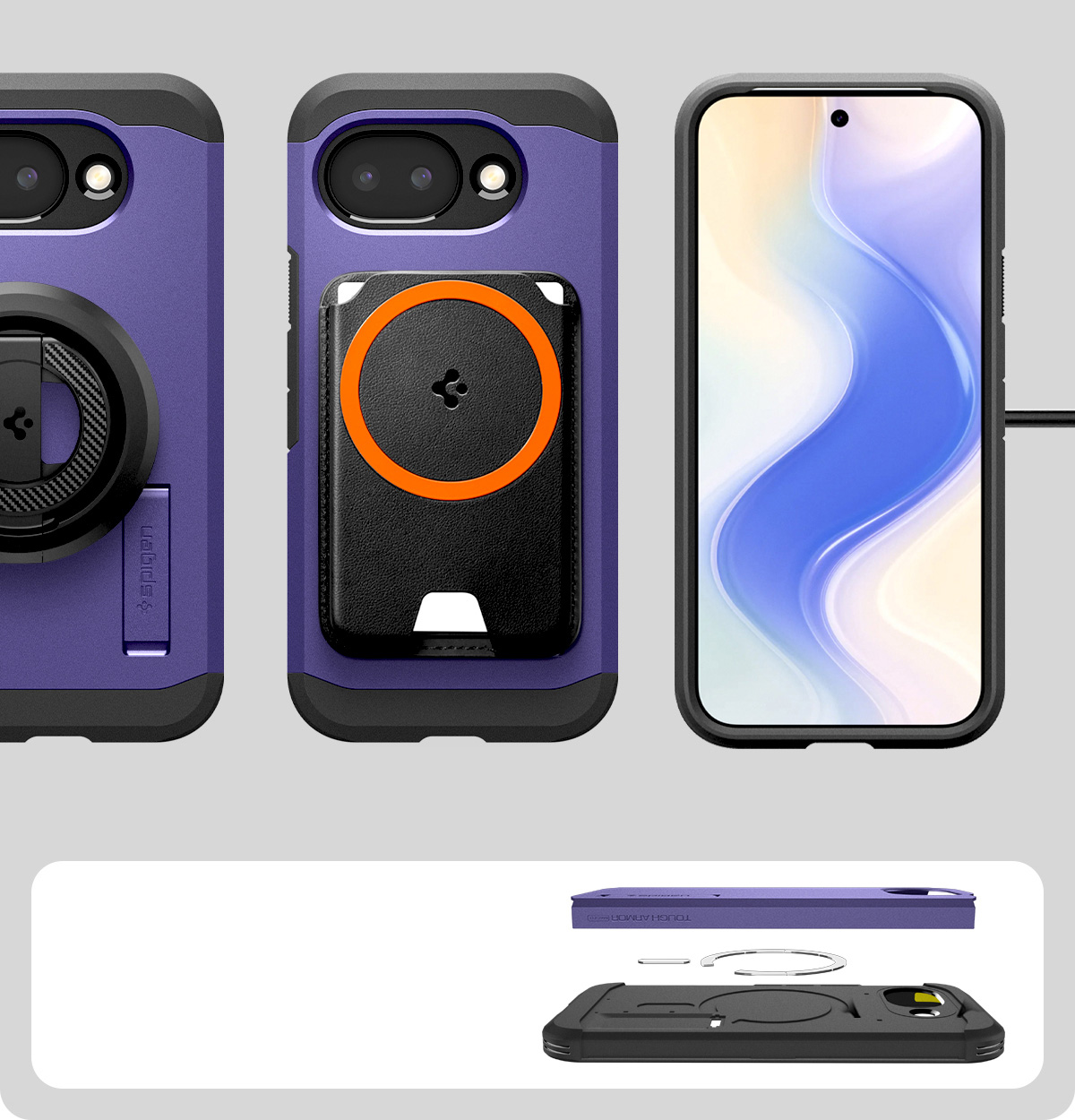 Etui Spigen Tough Armor Mag MagSafe do Google Pixel 10a, fioletowe