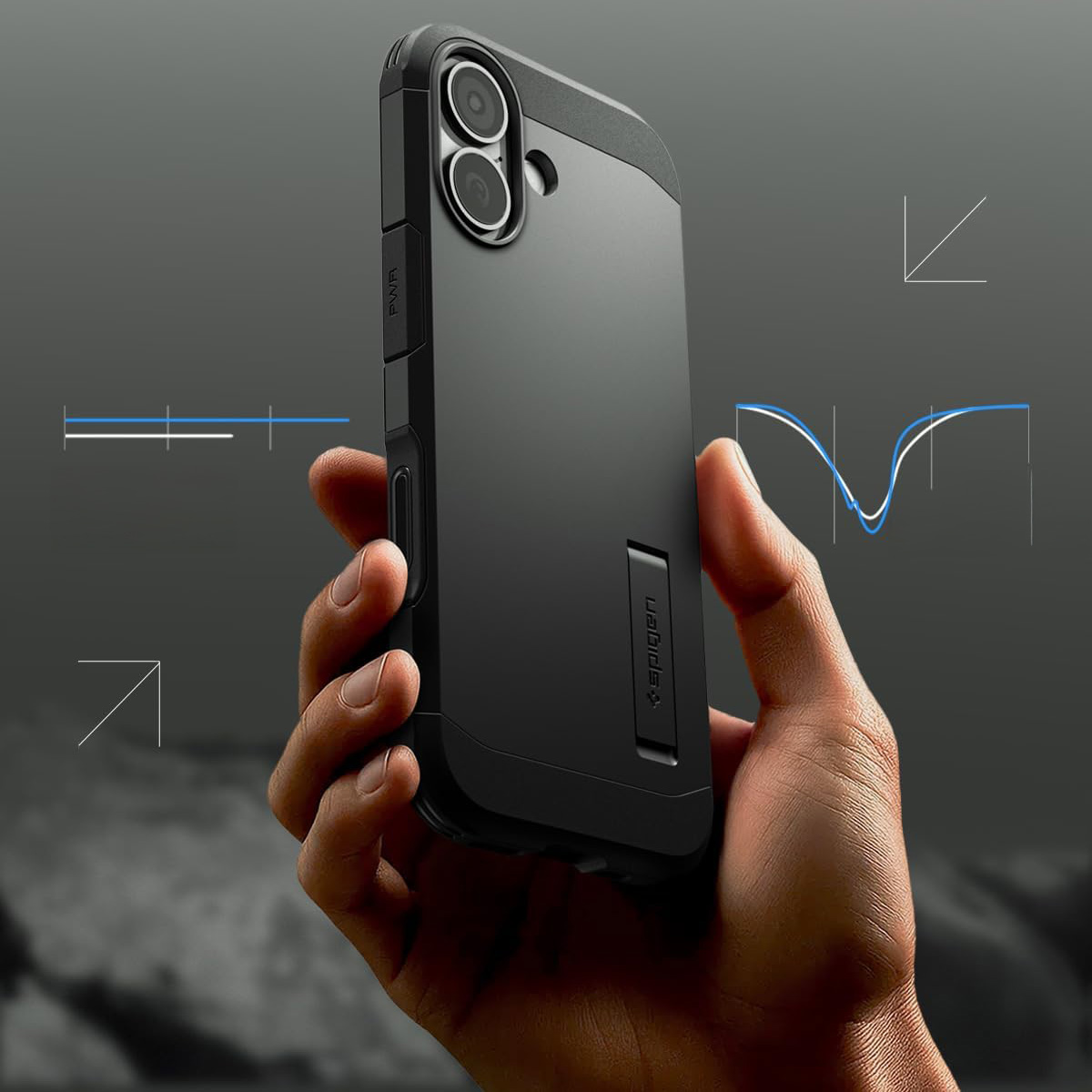 Etui z osłoną przycisku Spigen Tough Armor T Mag (CC) do MagSafe do Apple iPhone 17, czarne