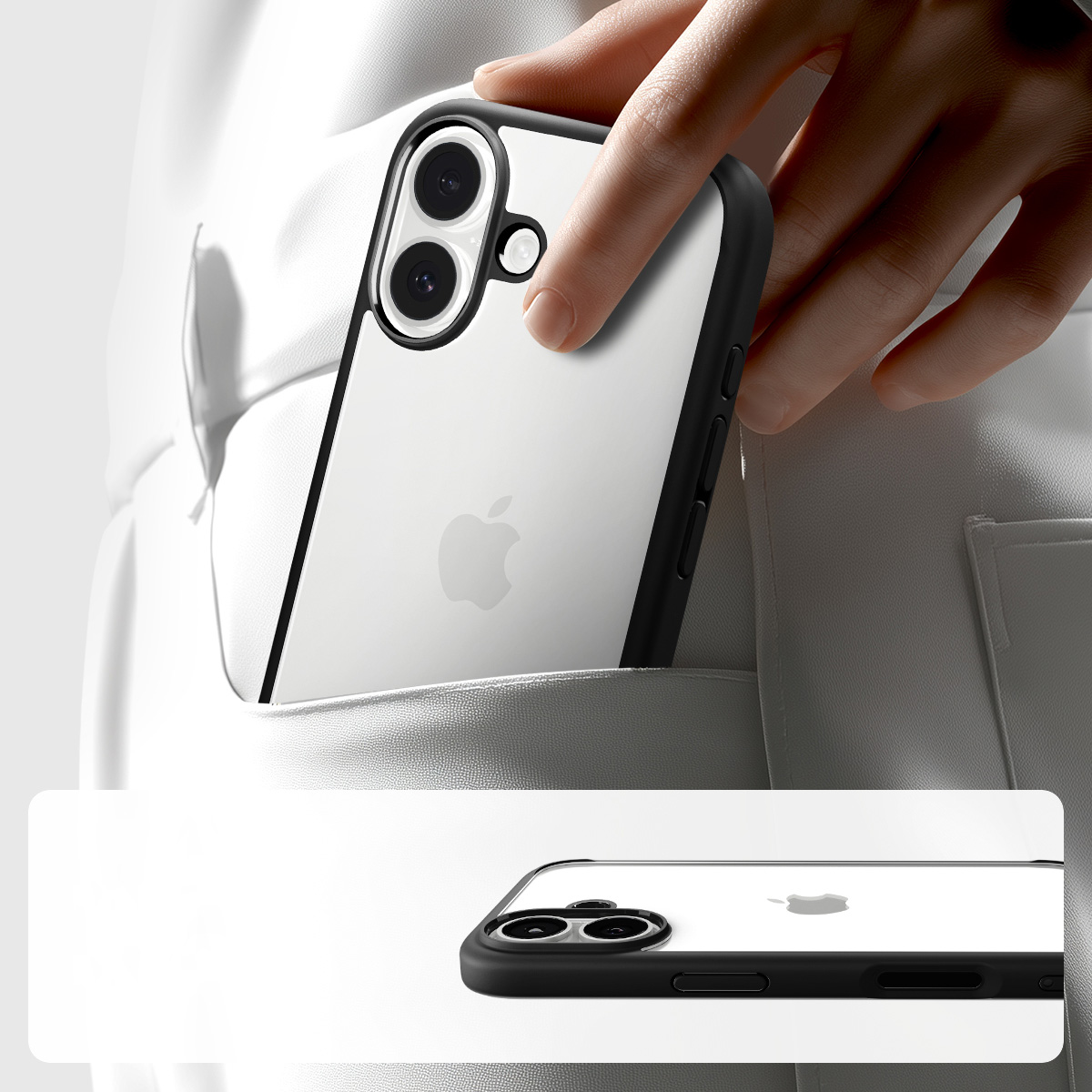 Etui Spigen Ultra Hybrid do Apple iPhone 17, przezroczysto-czarne