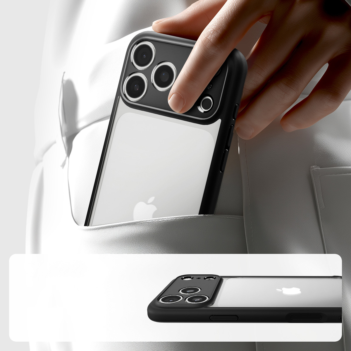 Etui Spigen Ultra Hybrid do Apple iPhone 17 Pro, przezroczysto-czarne