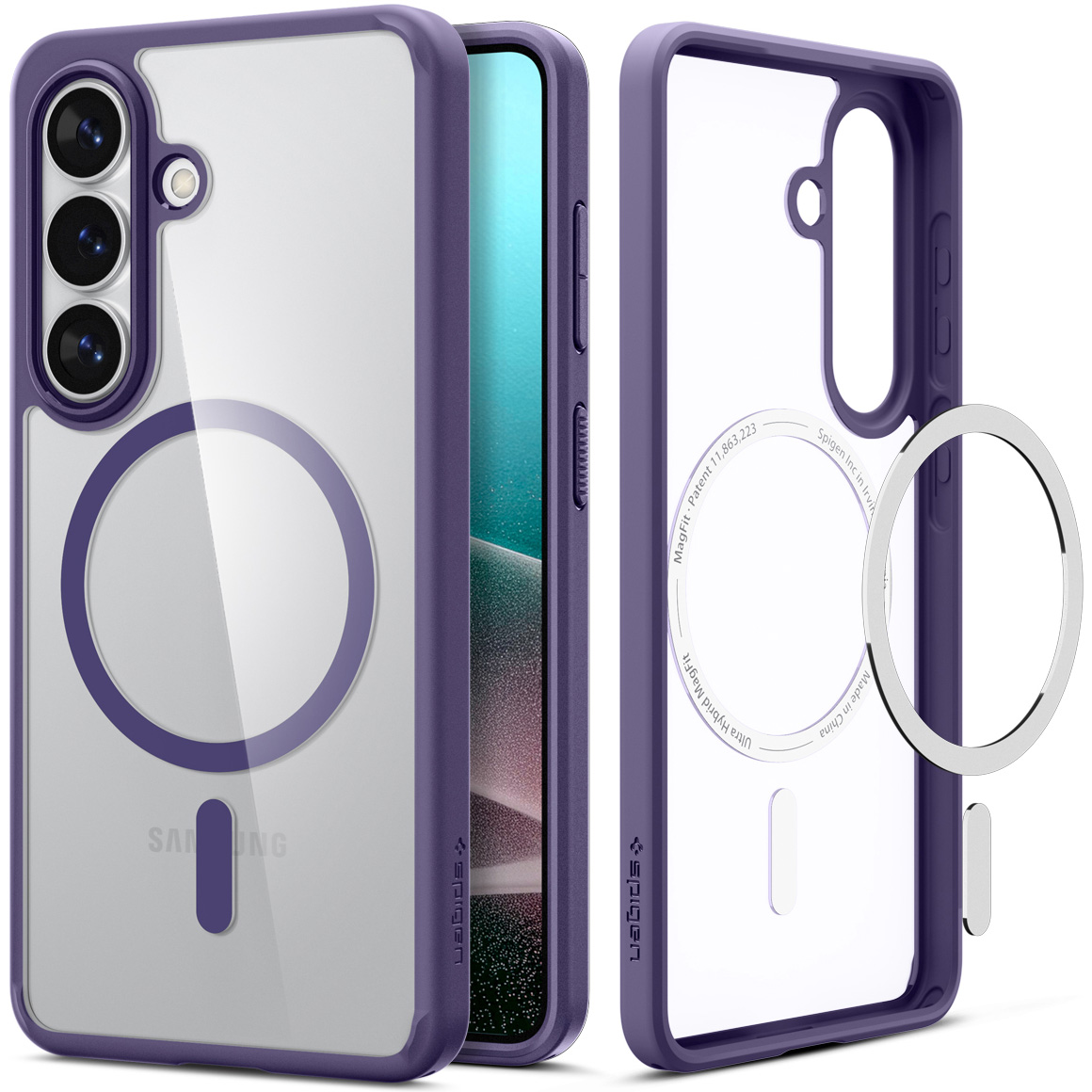 Etui Spigen Ultra Hybrid Mag z MagSafe do Samsung Galaxy S26, przezroczysto-fioletowe