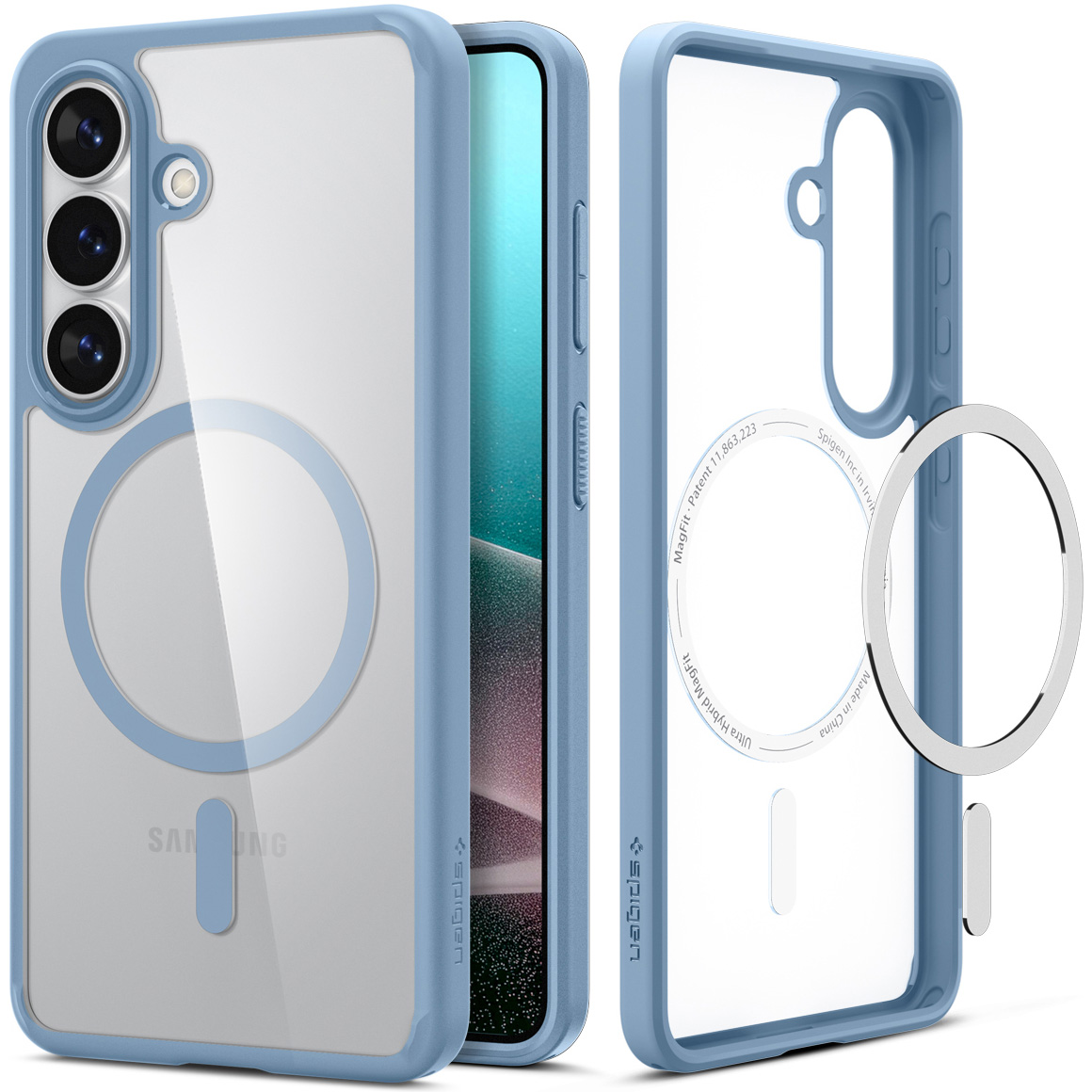 Etui Spigen Ultra Hybrid Mag z MagSafe do Samsung Galaxy S26, przezroczysto-niebieskie