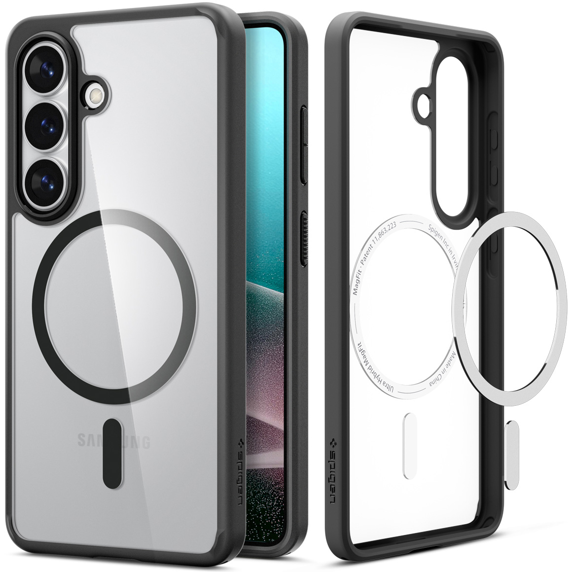 Etui Spigen Ultra Hybrid Mag z MagSafe do Samsung Galaxy S26 Plus, przezroczysto-czarne