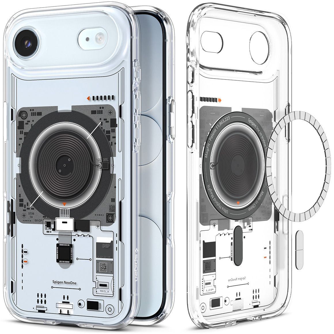 Etui Spigen Ultra Hybrid Mag z MagSafe do Apple iPhone Air, przezroczysto-wzorzyste (Neo One)