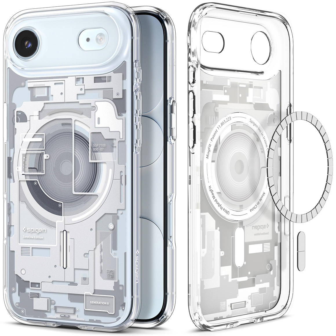 Etui Spigen Ultra Hybrid Mag z MagSafe do Apple iPhone Air, biało-szare (Zero One)