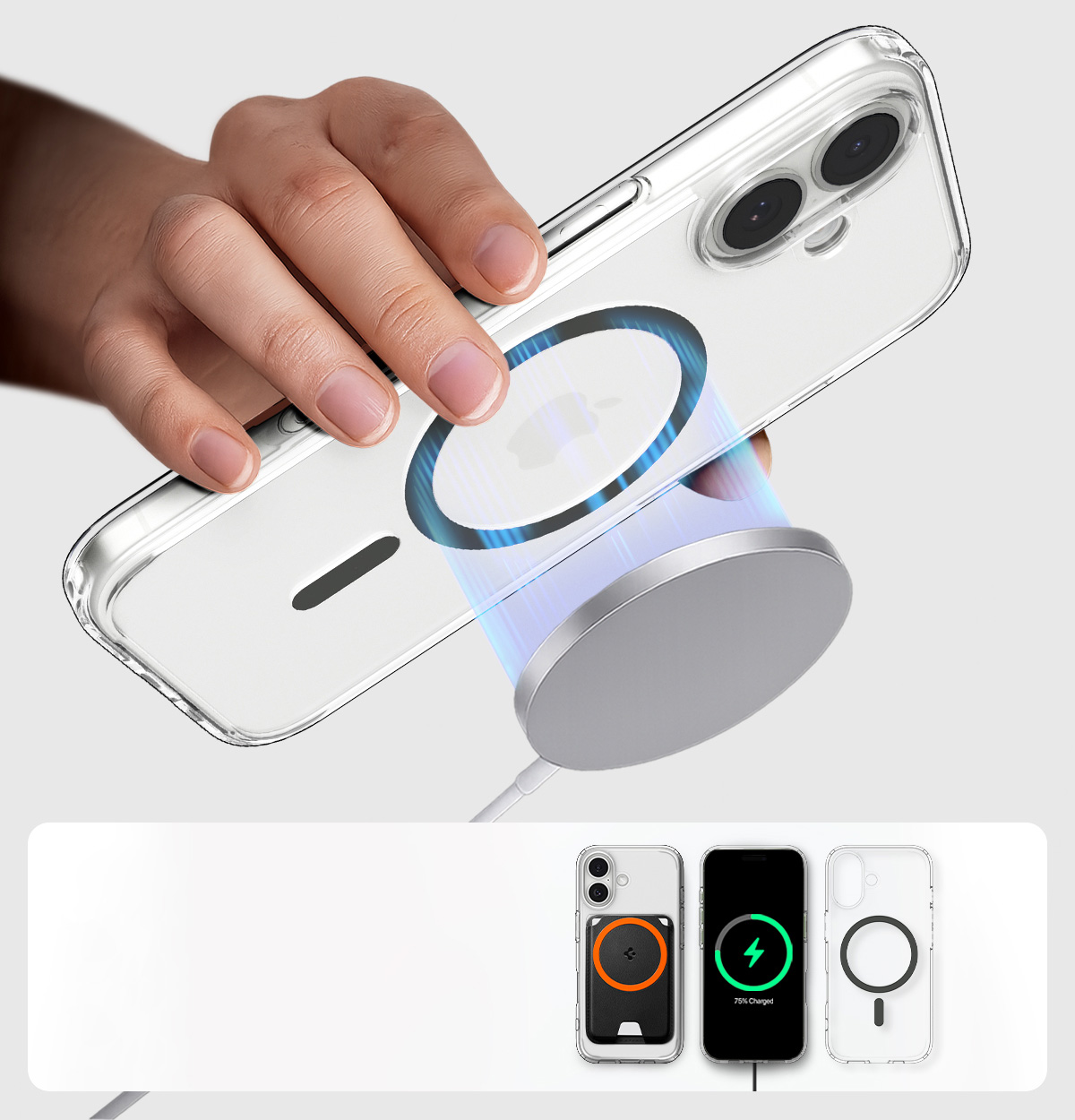 Etui Spigen Ultra Hybrid Mag z MagSafe do Apple iPhone 17, przezroczysto-szare