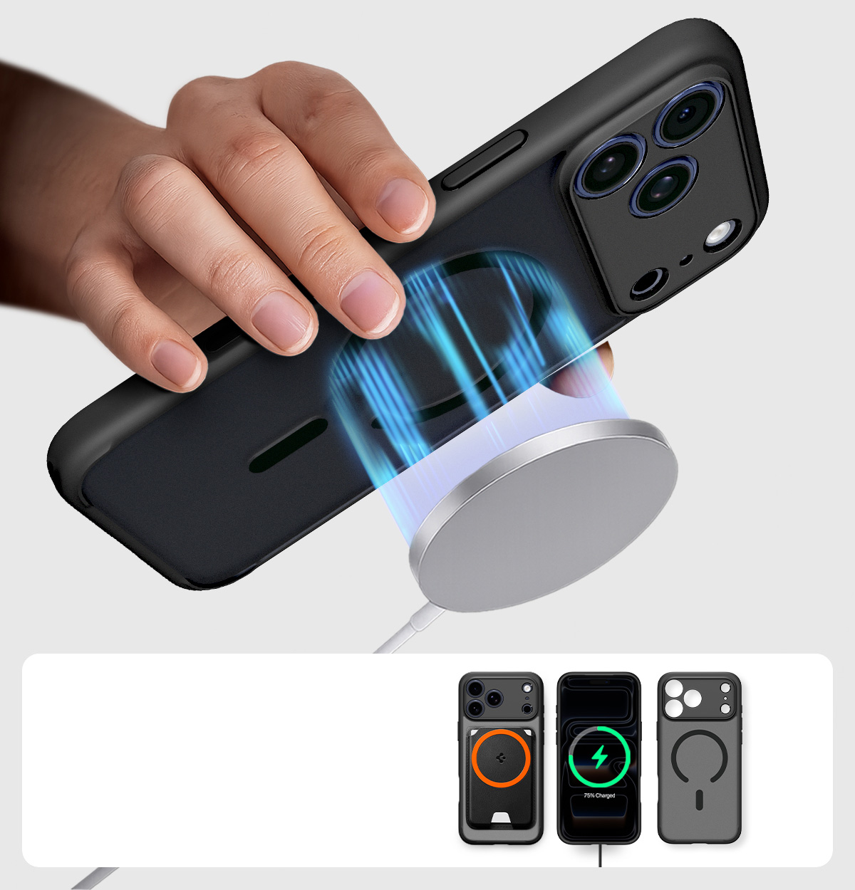 Etui Spigen Ultra Hybrid Mag z MagSafe do Apple iPhone 17 Pro, półprzezroczysto-czarne