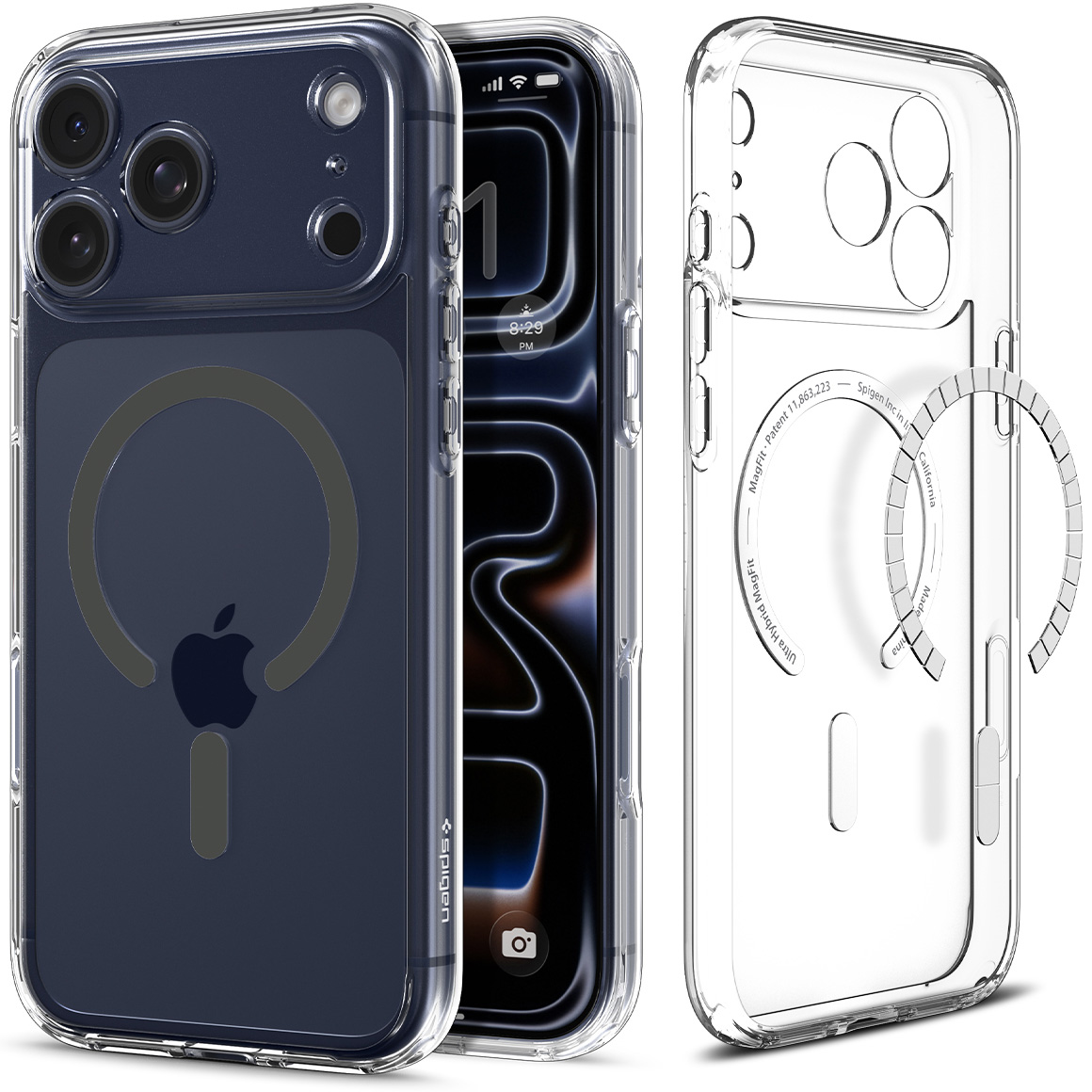 Etui Spigen Ultra Hybrid Mag z MagSafe do Apple iPhone 17 Pro Max, przezroczysto-szare