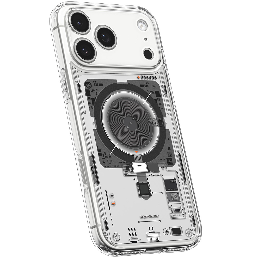 Etui Spigen Ultra Hybrid Mag z MagSafe do Apple iPhone 17 Pro, przezroczysto-wzorzyste (Neo One)