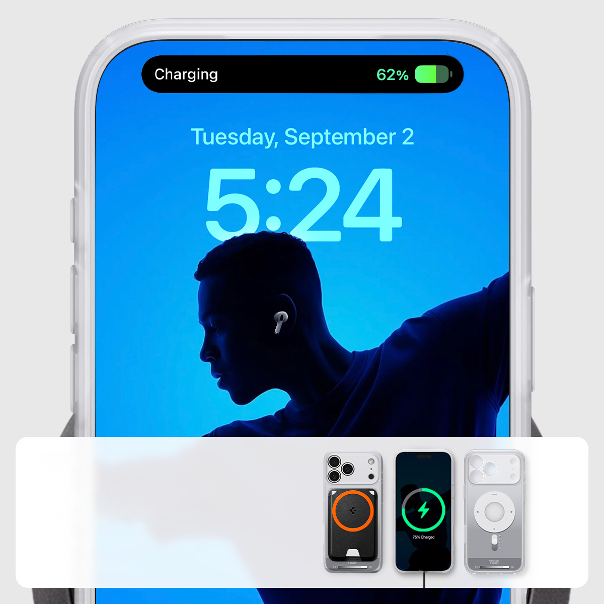 Etui Spigen Ultra Hybrid Mag z MagSafe do Apple iPhone 17 Pro, szaro-białe (Classic)