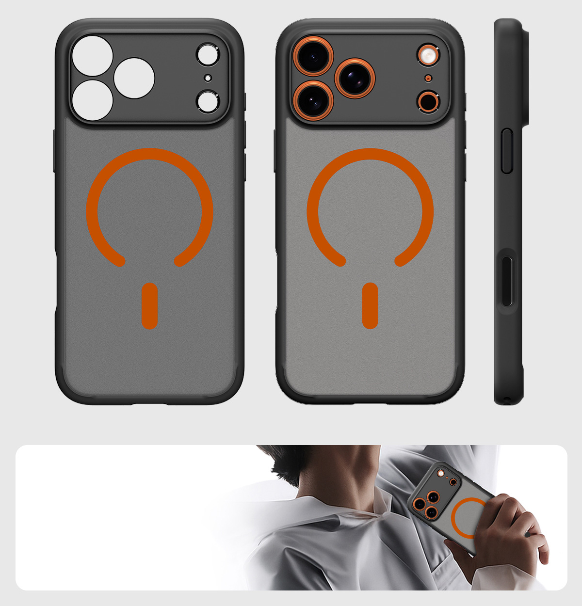 Etui Spigen Ultra Hybrid Mag z MagSafe do Apple iPhone 17 Pro, półprzezroczysto-czarno-pomarańczowe