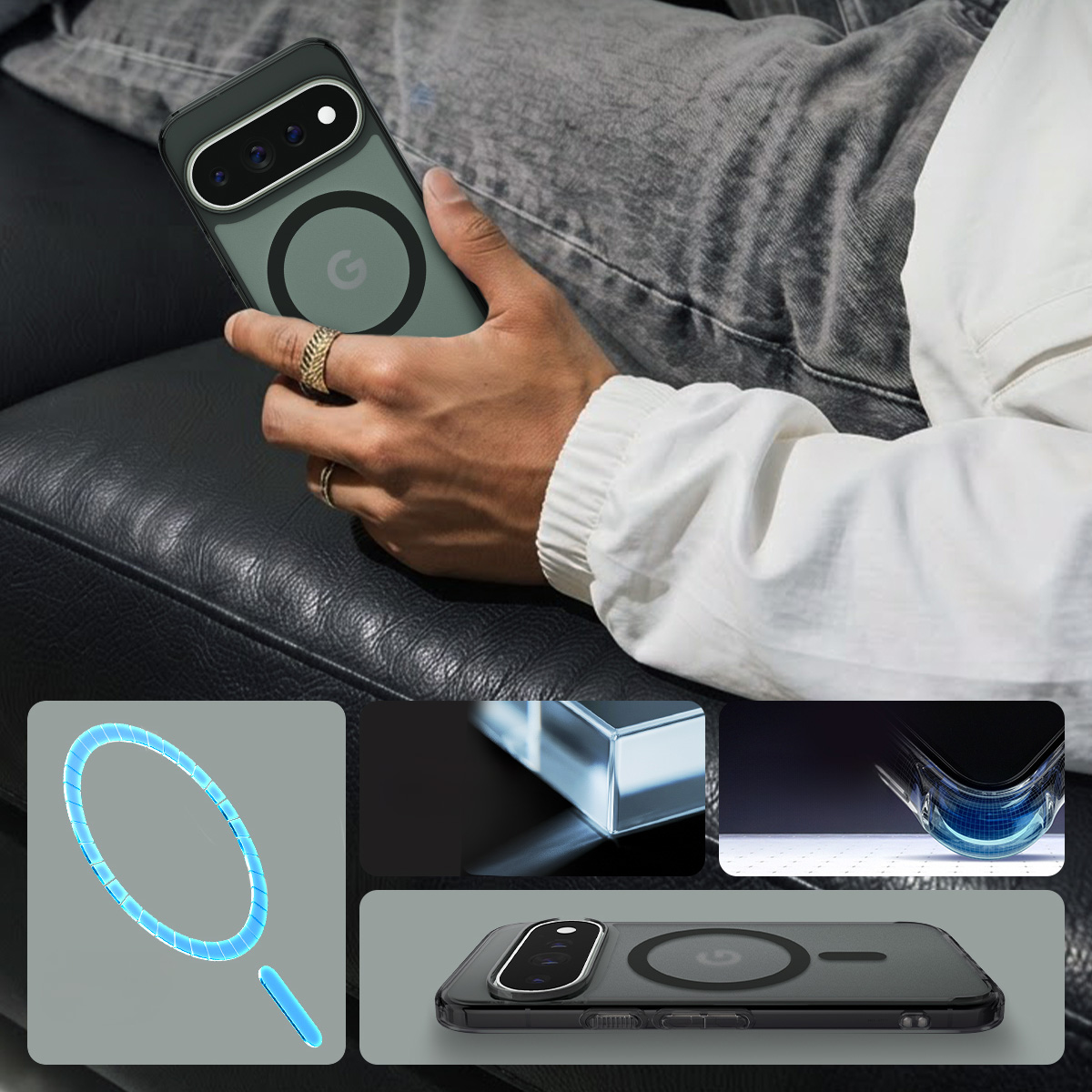 Etui Spigen Ultra Hybrid Mag z MagSafe do Google Pixel 11 Pro, półprzezroczysto-czarne