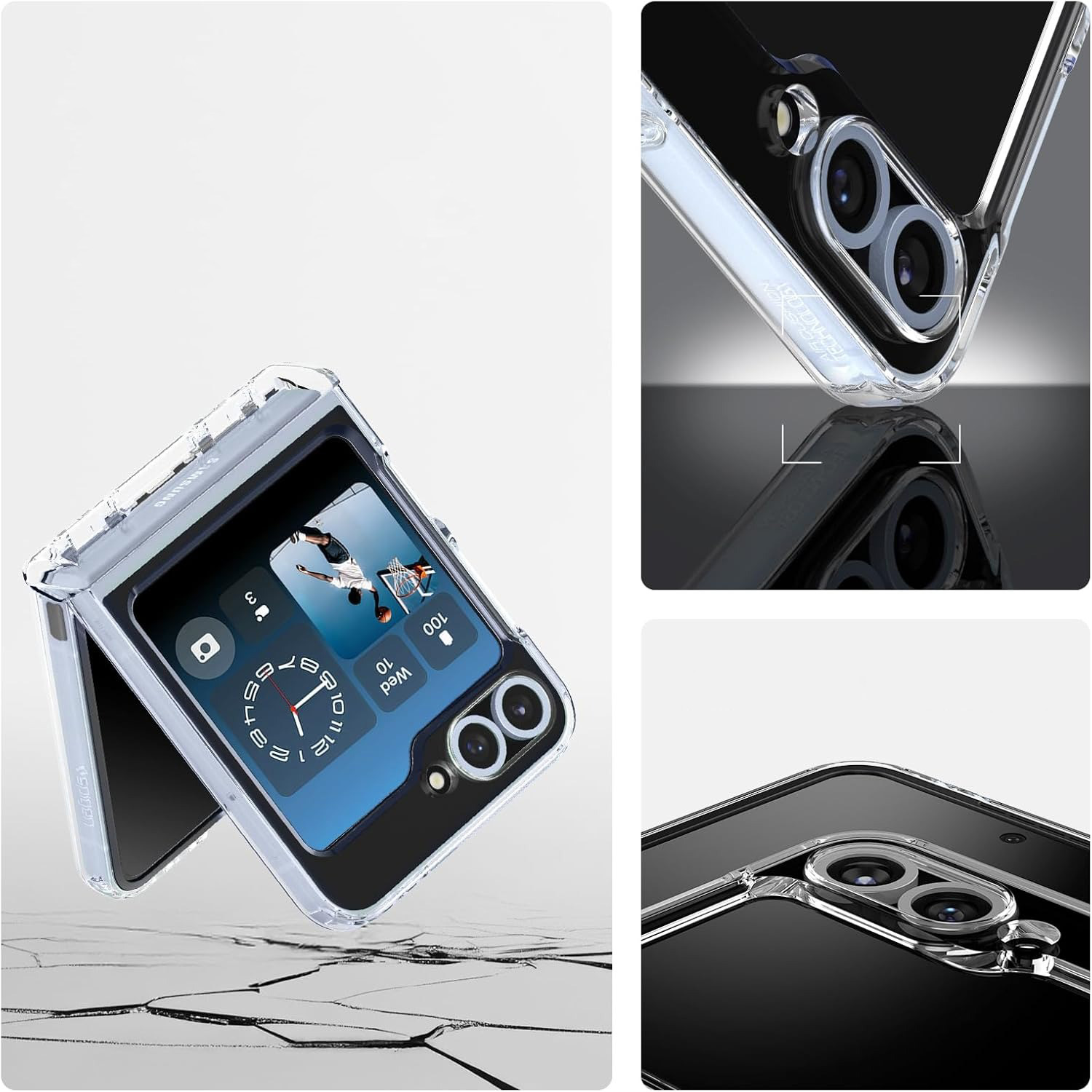 Etui Spigen Ultra Hybrid Pro Mag do MagSafe do Samsung Galaxy Z Flip7 FE / 6, przezroczysto-białe