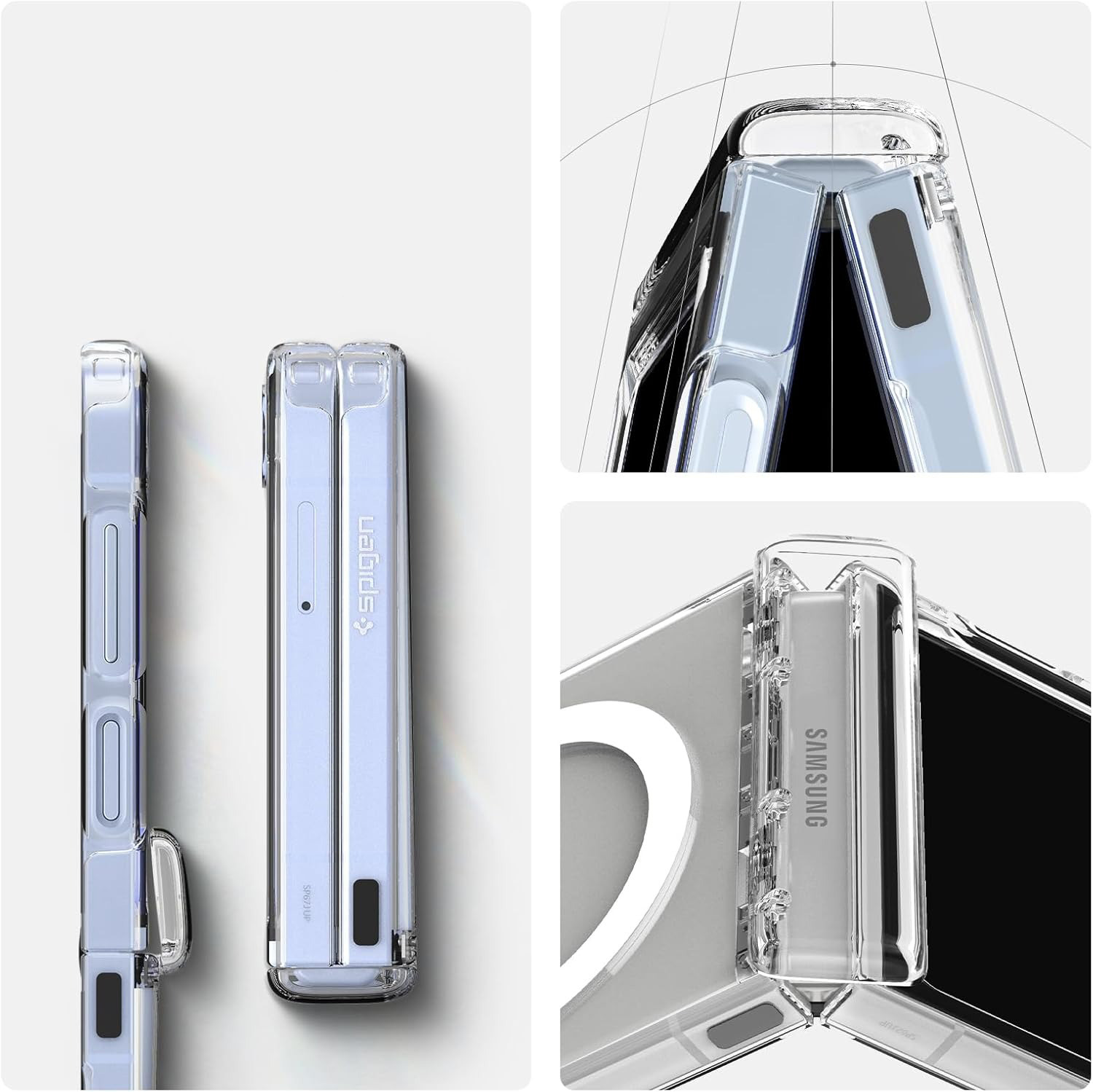 Etui Spigen Ultra Hybrid Pro Mag do MagSafe do Samsung Galaxy Z Flip7 FE / 6, przezroczysto-białe